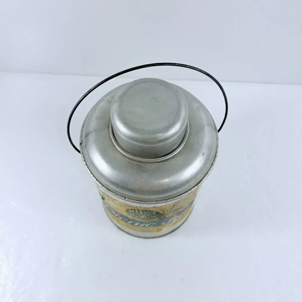 Vintage Faris Rust Proof Metal Picnic Jug Thermos W/ Drinking Cup & Handle 1960s